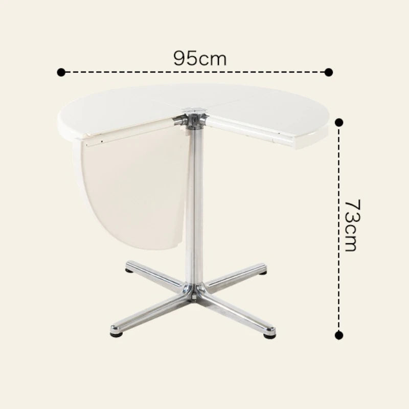 Nordic Foldable Round Dining Table | Metal Frame, 95x73cm Foldable Dining Table Babs White