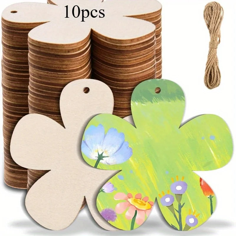 Wooden Flower Shape Set – DIY Crafts, Coasters & Holiday Decor Wood Craft Kit Babs 10pcs