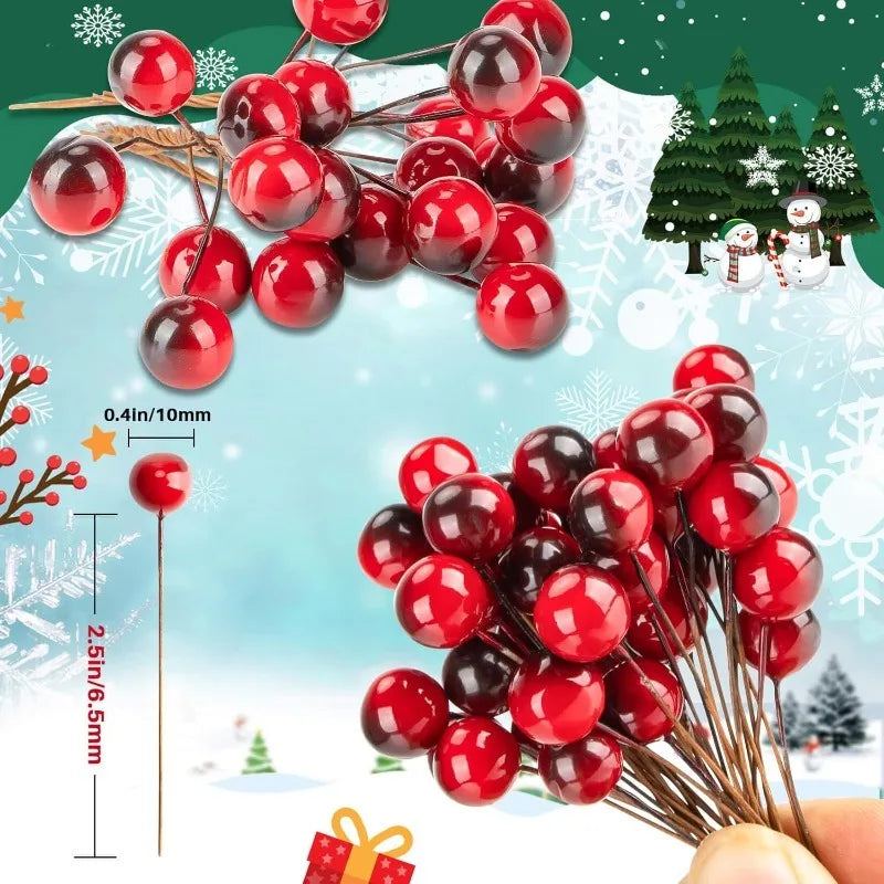 Artificial Holly Berry Stems for Christmas Wreaths & Crafts 50/100Pc Christmas Craft Stems Babs