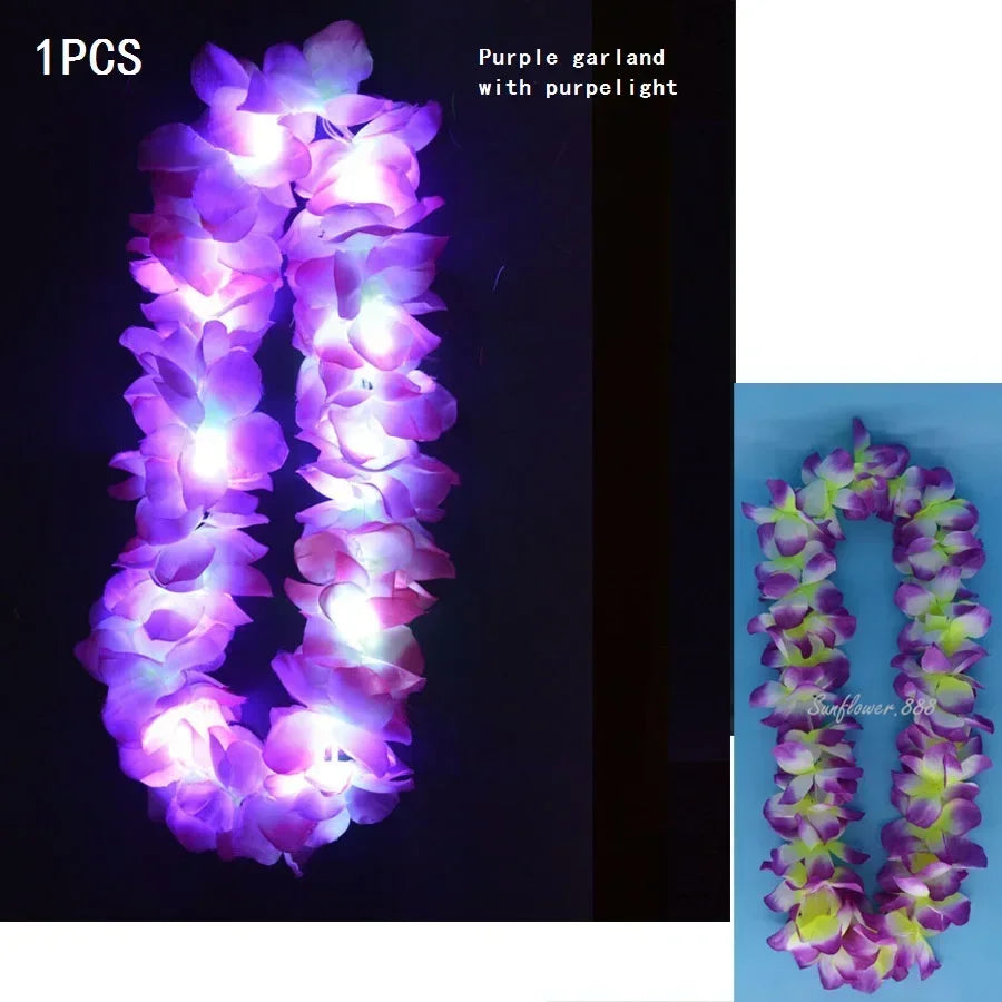 LED Hawaiian Leis Flashing Flower Necklace for Parties LED Party Necklace Babs 11 thick necklace