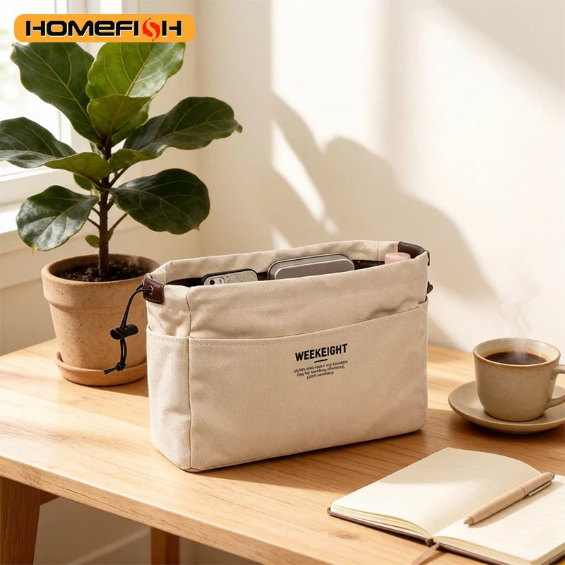 Canvas Cosmetic Bag – Waterproof Multi-Compartment Travel Pouch Cosmetic Storage Bag Babs