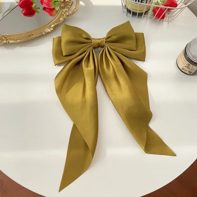 Korean Big Bow Satin Hair Clip – Ribbon Barrette for Women