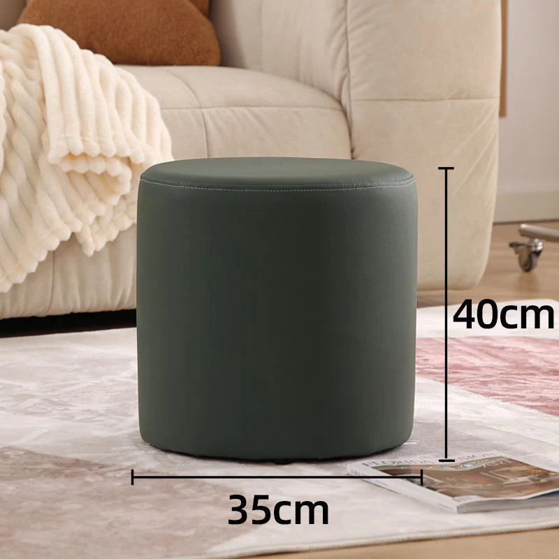 Nordic Pine Wood Ottoman Stool – Modern Cushioned Vanity Pouf Ottoman Stool Pouf Babs Green medium