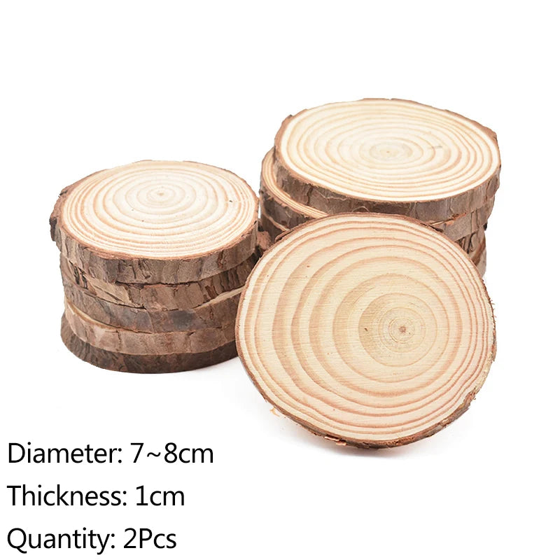 Natural Pine Wood Slices Unfinished Log Discs – DIY Crafts Wood Craft Discs Babs 2pcs 7-8cm