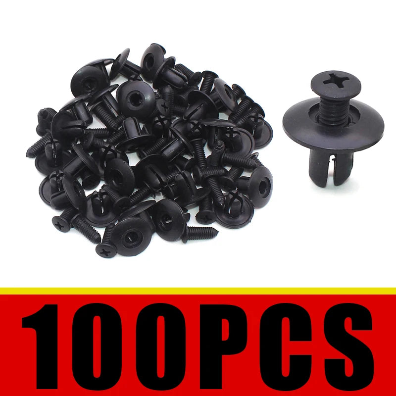 100pcs 8mm Black Plastic Rivets Car Bumper Fender Clips Automotive Fastener Clips Babs 100PCS