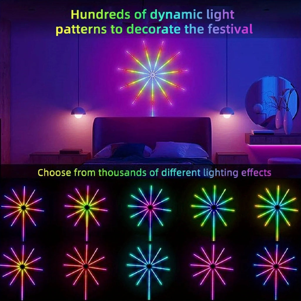 RGB Firework LED Wall Light – App & Music Sync, 180 LEDs, USB LED Decorative Light Babs