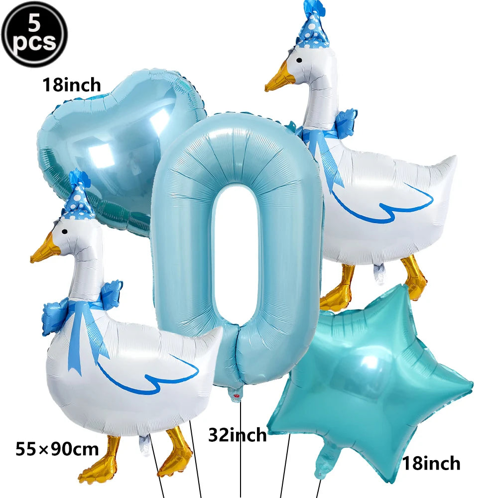 Goose 1st Birthday Foil Balloon Set – Farm Animal Party Decor Birthday Foil Balloon Set Babs ROSE RED As pictures show