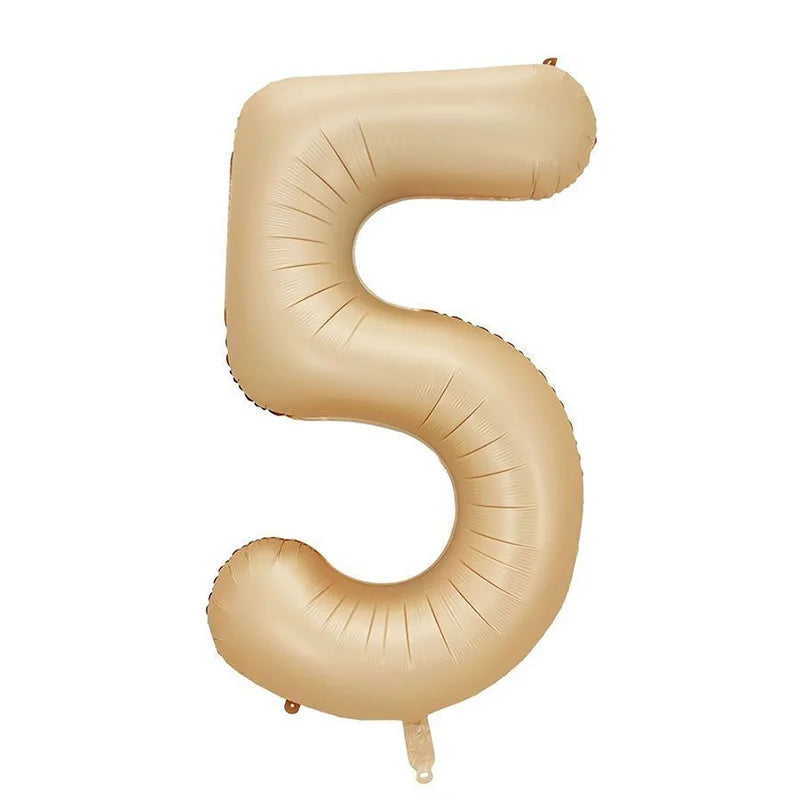 32/40" Cream Foil Number Balloons 1–9 | Party & Wedding Decor Foil Number Balloons Babs Caramel5 32inch