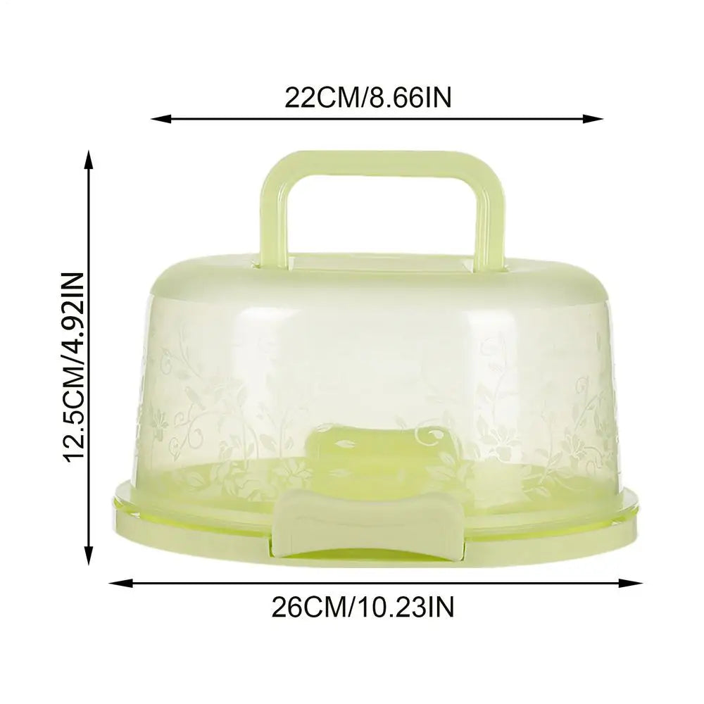 Portable Round Cake Carrier Box with Lid & Handle | Food Safe PP Cake Carrier Box Babs Green