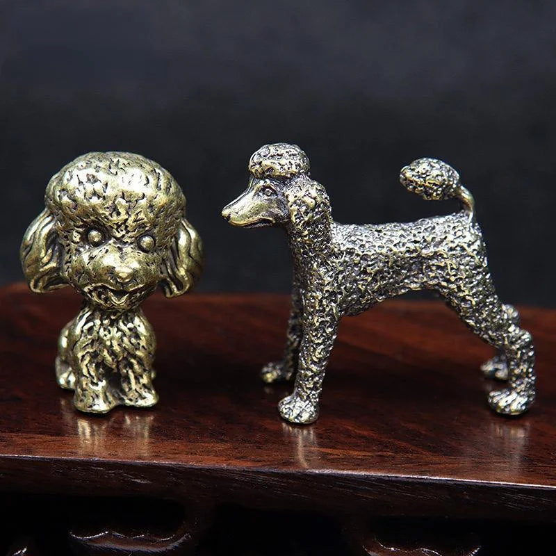 Vintage Brass Poodle Figurine – Copper Dog Statue Ornament Decorative Figurine Babs