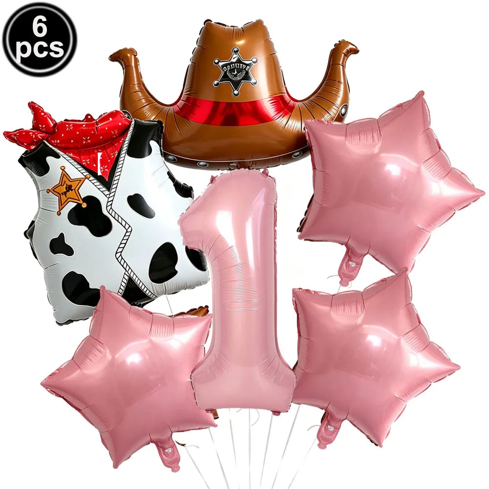 Western Cowboy Foil Balloon Set – 6pc Birthday Party Decor