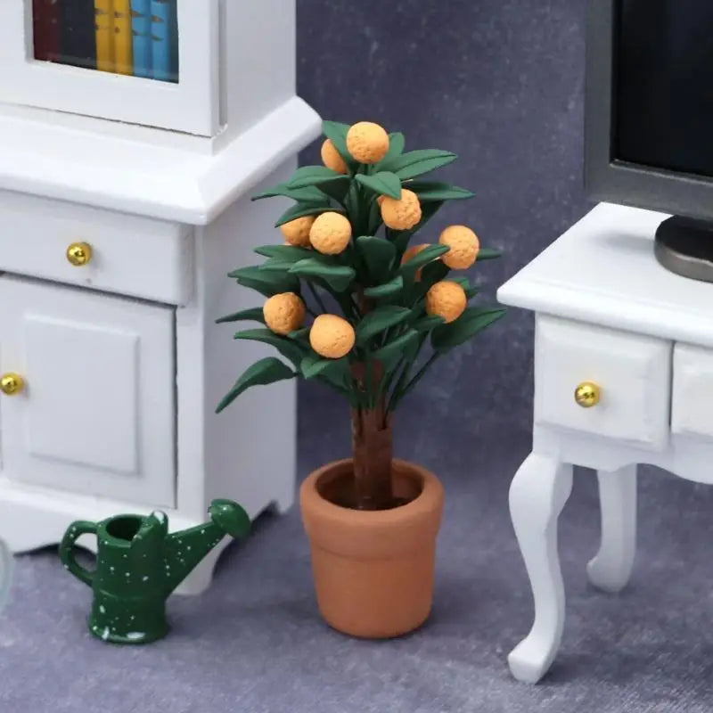 1:12 Miniature Orange Tree Potted Plant – Dollhouse Garden Decor Dollhouse Miniature Decor Babs