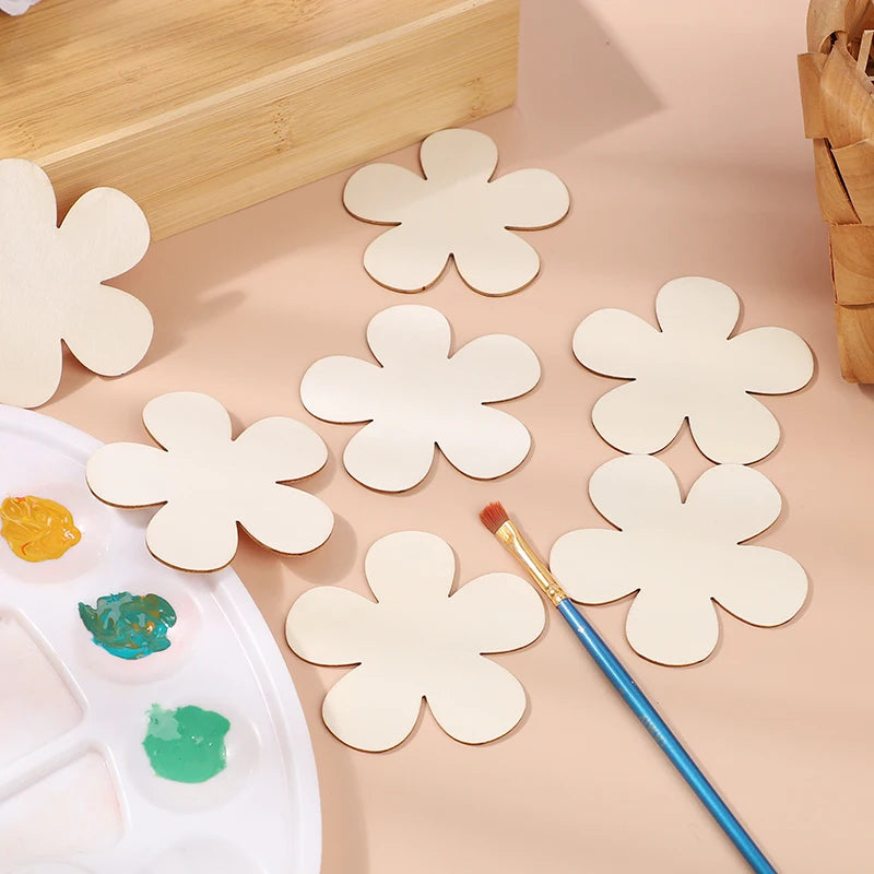 Unfinished Wooden Flower Discs – DIY Blank Wood Ornaments 10/20pc Wooden Craft Blanks Babs