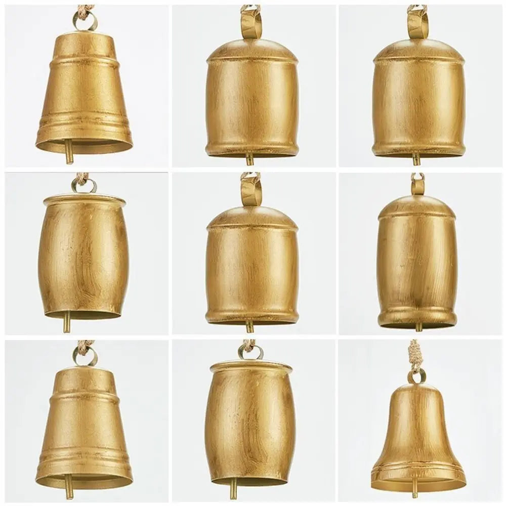 Handmade Metal Hanging Bell Wind Chimes – Retro Gold Decor Decorative Wind Chime Babs