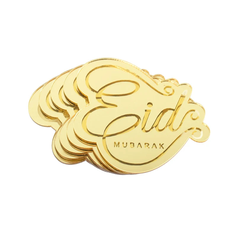 Eid Mubarak Gold Acrylic Cake Toppers | Ramadan Party Decor Cake Toppers Babs D 10pcs