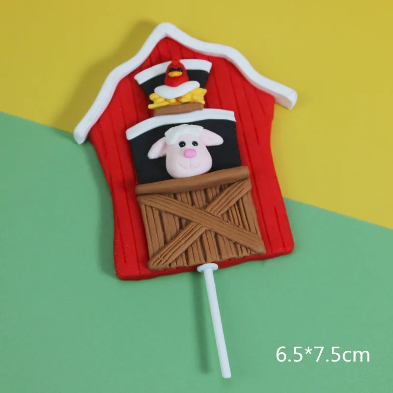 Farm Animal Cake Toppers – Lambs, Ponies, Piglets & More Cake Topper Set Babs green