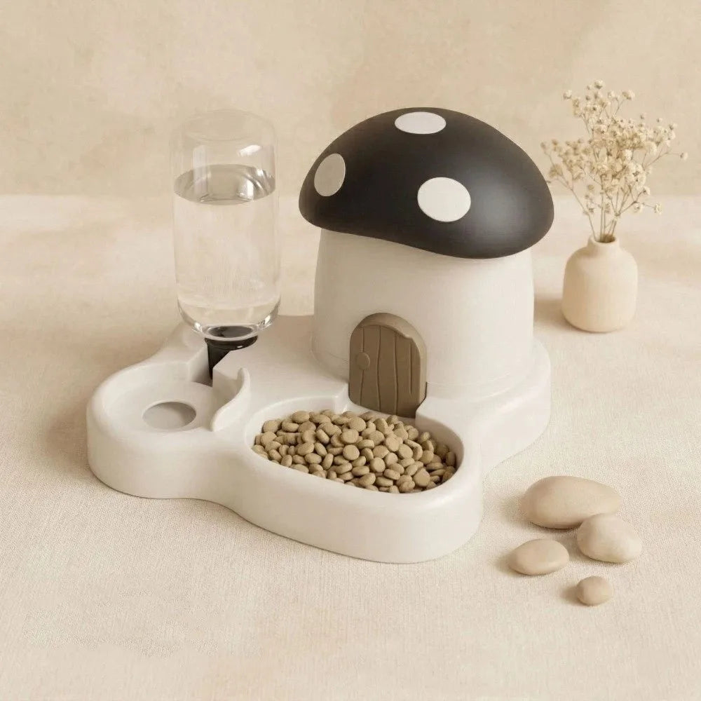 2-in-1 Mushroom Automatic Pet Feeder & Water Dispenser Automatic Pet Feeder Babs Black