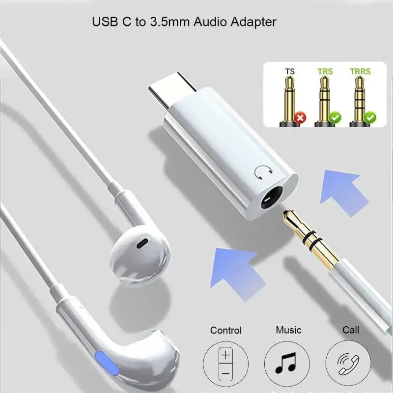 USB-C to 3.5mm Audio Adapter with Mic – Lossless Sound Audio Adapter Babs