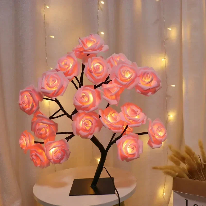 LED Rose Tree Night Light USB Table Lamp – Home & Event Decor LED Night Light Babs Pink