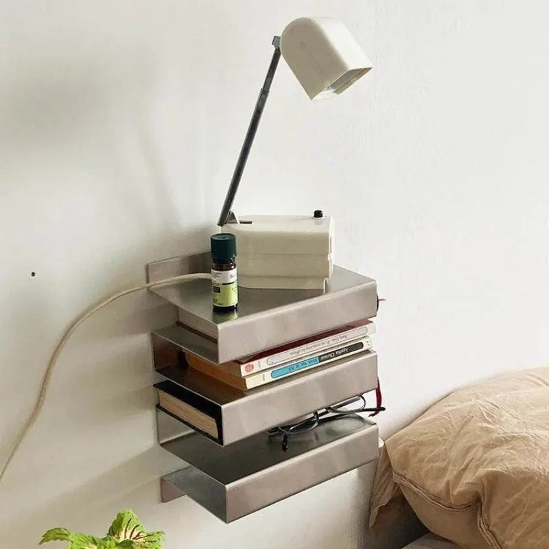 3-Tier Floating Wall Bookcase – Modern Stainless Steel Shelf Floating Wall Bookcase Babs
