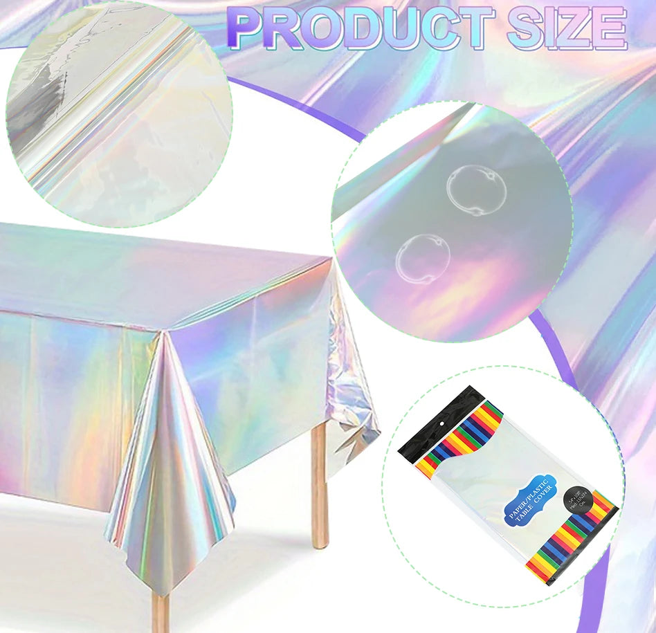 Iridescent Laser Silver Disposable Tablecloths | Party & Wedding Disposable Tablecloth Babs