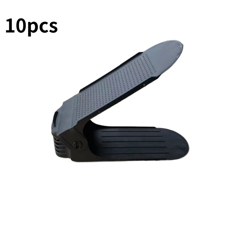 10-Pack Adjustable Stackable Shoe Rack Organizer | 4-Level Stackable Shoe Organizer Babs Black 10pcs