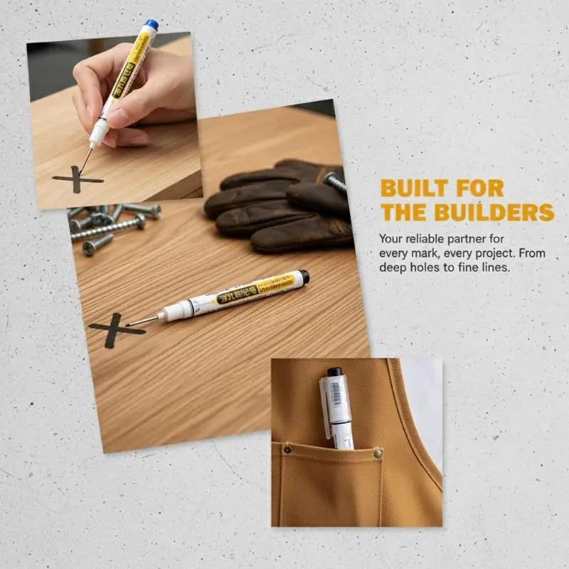 Deep Hole Marker Pen – Waterproof Carpenter Construction Pen Deep Hole Marker Babs