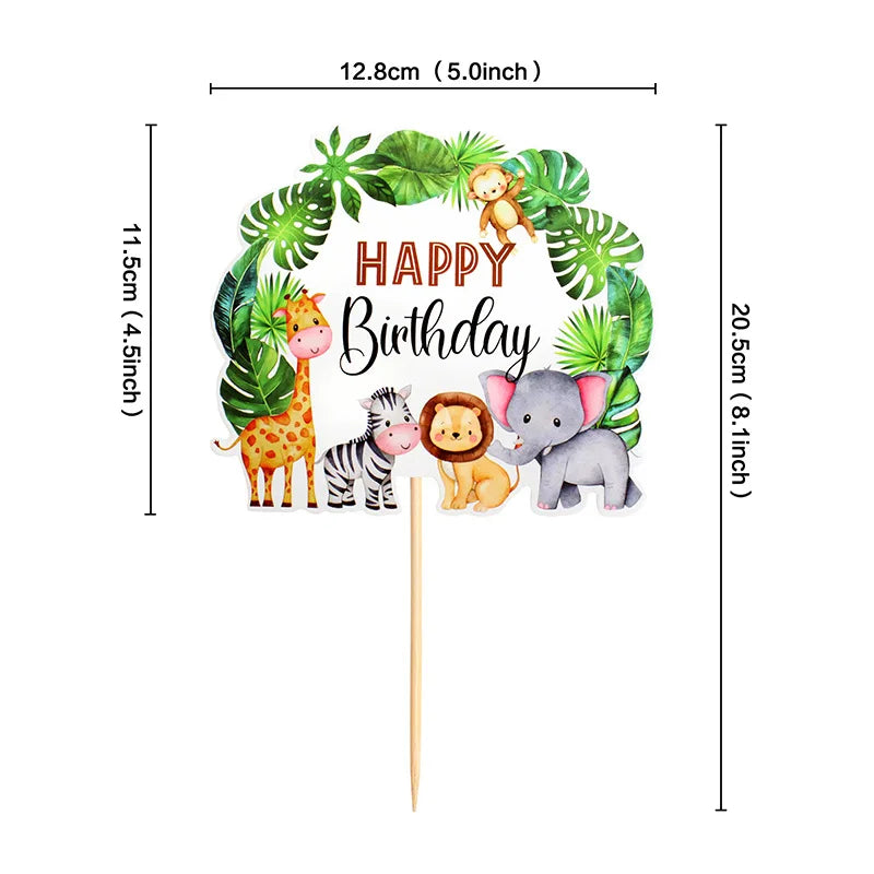 Jungle Safari Animal Cake Toppers & Cupcake Picks – Party Decor Cake Toppers Babs 1pc cake topper