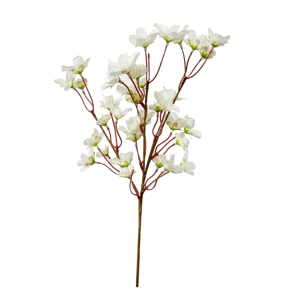 Silk Peach Blossom Artificial Flowers – Wedding & Home Décor Artificial Flower Stems Babs WHITE 1 PC