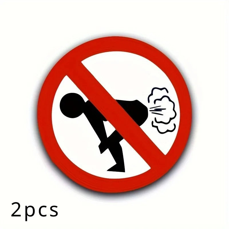 2pcs Funny "No Farting" Round Novelty Humor Stickers Novelty Sticker Set Babs 2pcs