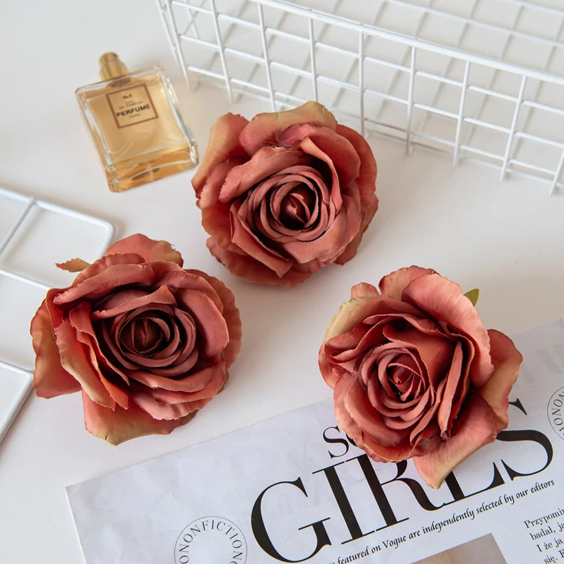 Silk Rose Artificial Flowers 10/20Pcs – Wedding & Home Decor Artificial Silk Flowers Babs Chocolate 20 Pieces