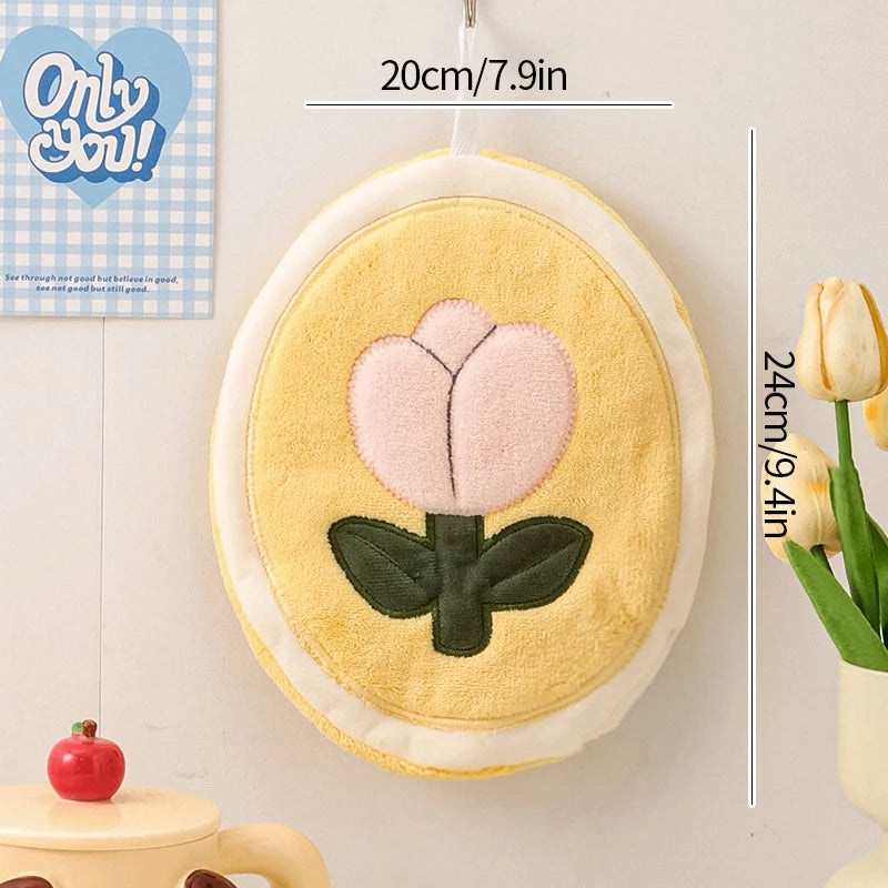 Kawaii Floral Hanging Hand Towel – Quick-Dry Kitchen & Bath Hand Towel Babs S2 20cm*20cm
