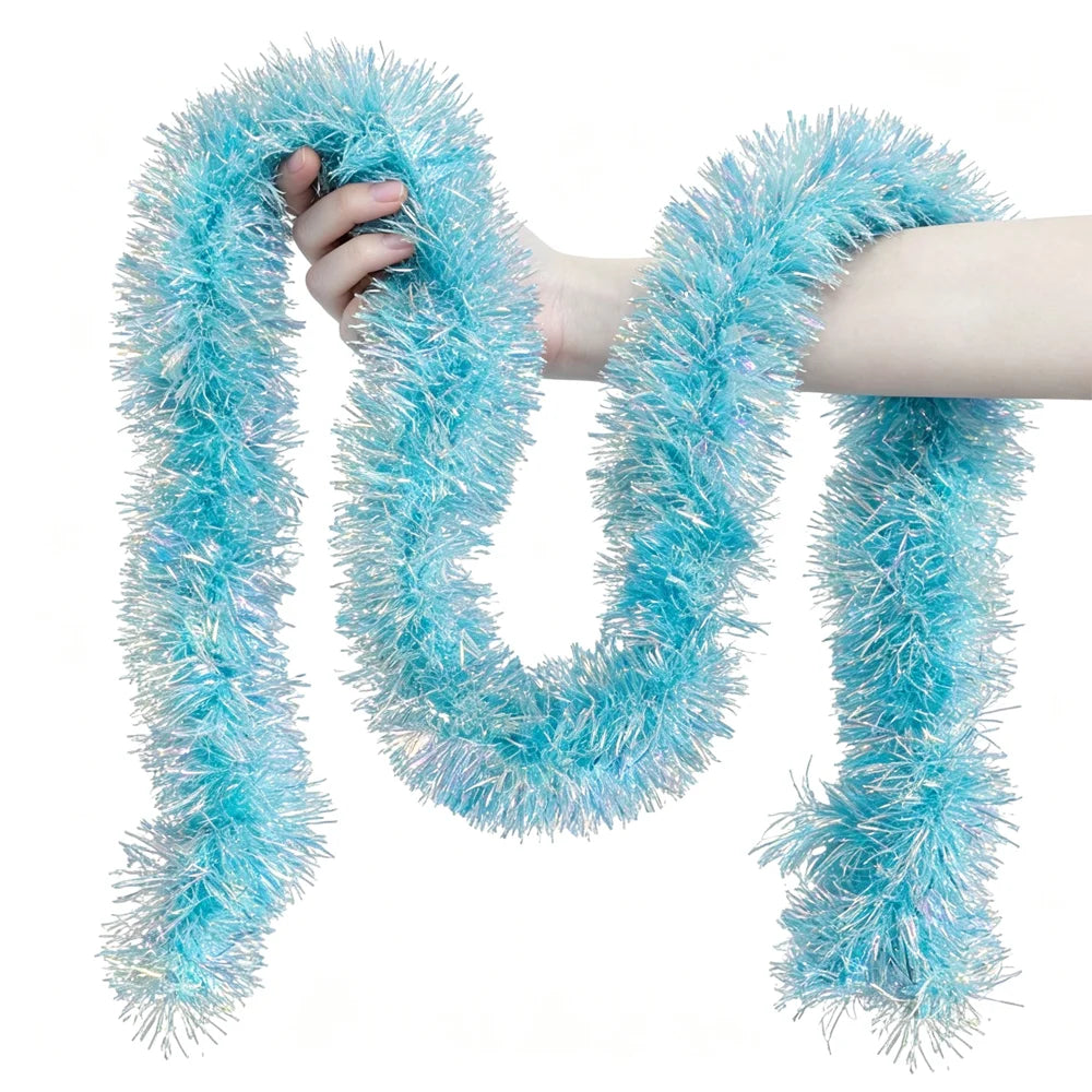 2M Shiny Tinsel Garland – Blue, White & Pink Party Decor Tinsel Party Garland Babs B 15pcs 30M