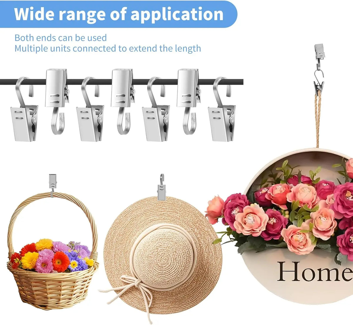 Stainless Steel Curtain Clips with Hooks – Home & Photo Décor Curtain Clips & Hooks Babs