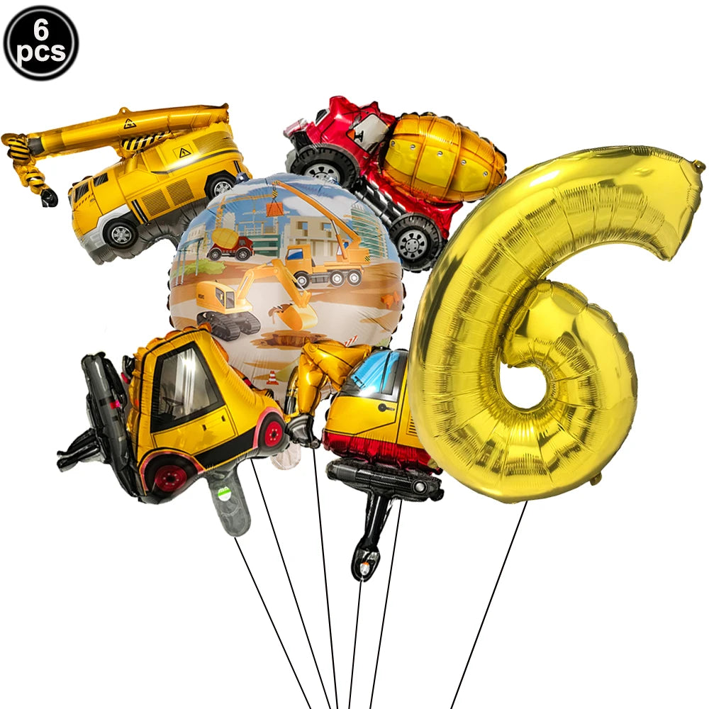 Construction Party Balloons – Excavator Dump Truck Boys Decor Party Balloons Babs Clear As pictures show