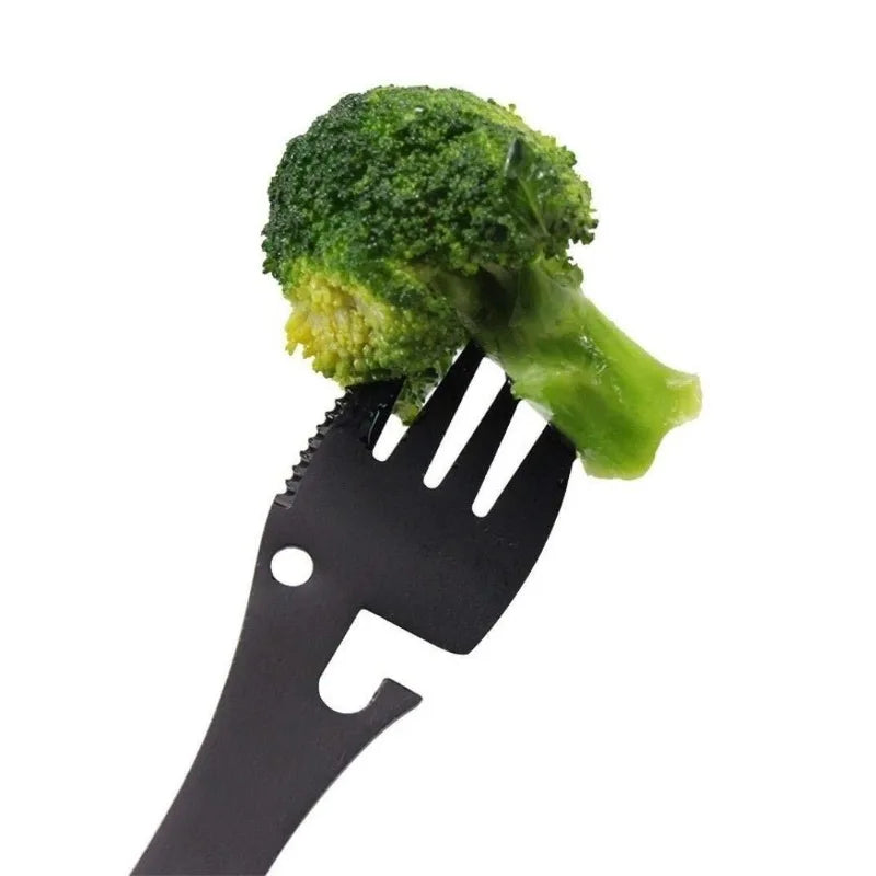 5-in-1 Stainless Steel Camping Utensil Set – Fork, Spoon & More Camping Flatware Set Babs