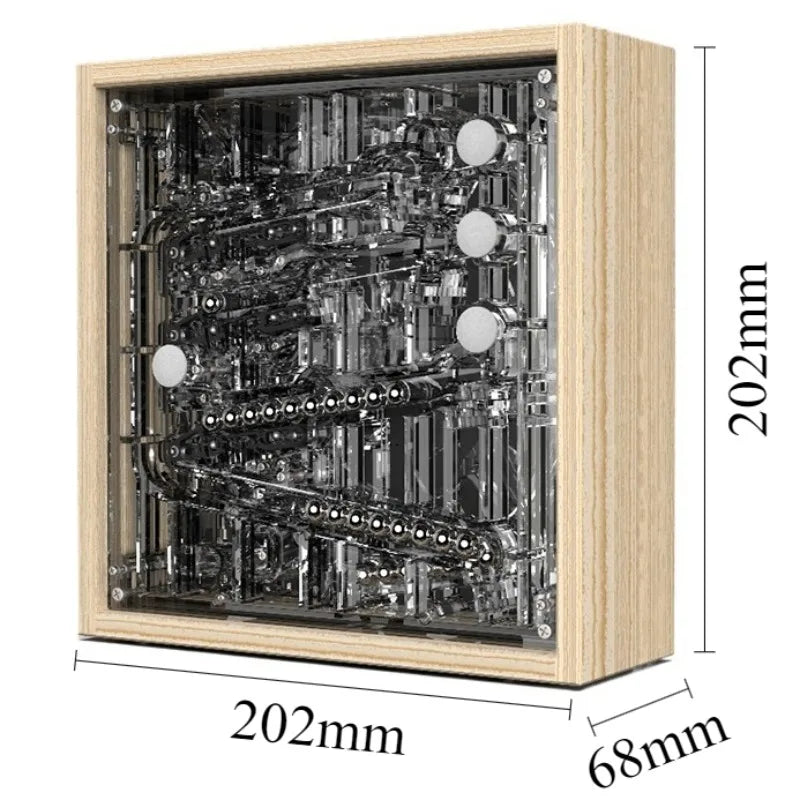 Steel Ball Wood Track Desk Clock – Luxury Kinetic Tabletop Clock Luxury Desk Clock Babs 202X202X68MM