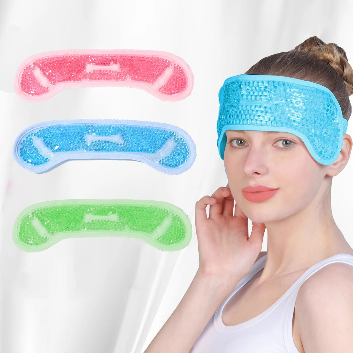 Reusable Cooling Gel Ice Mask Hat – Face & Head Cold Compress Cooling Gel Mask Babs Blue