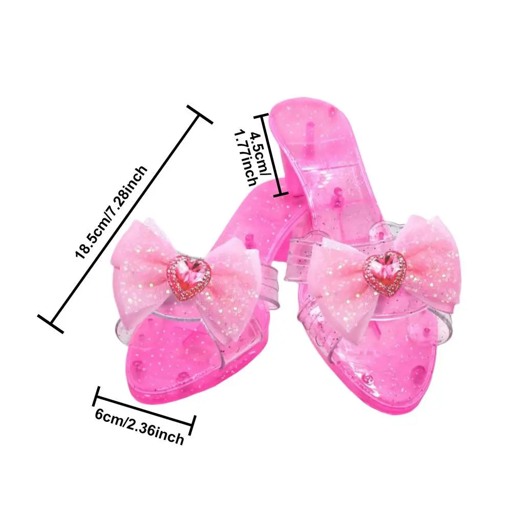 Princess Crystal Shoes Girls Dress-Up Toy High Heels Dollhouse Dress-Up Toy Shoes Babs Pink