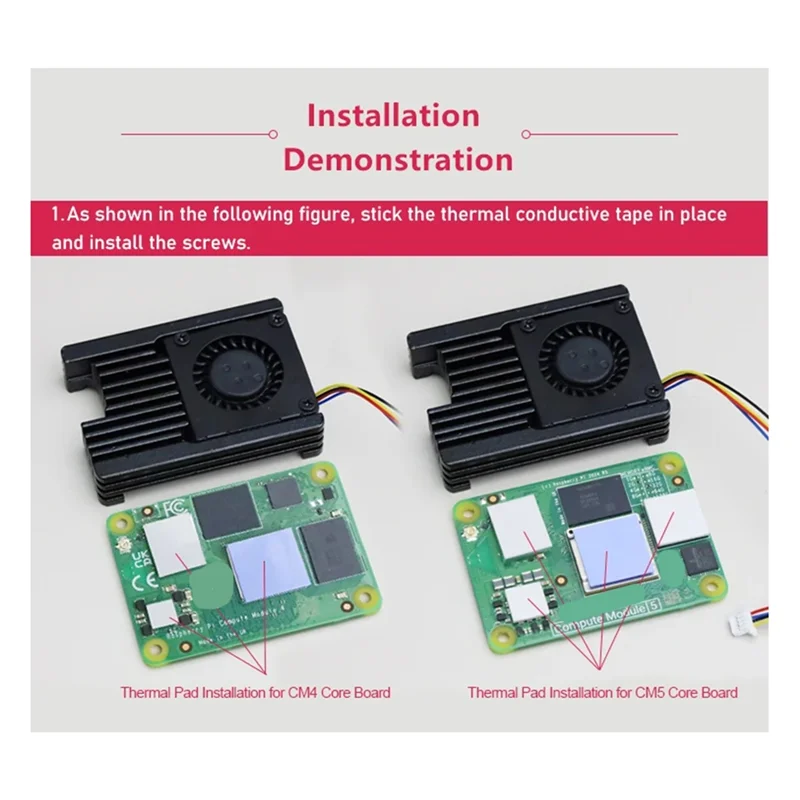 Raspberry Pi CM5 Cooling Fan & Heatsink – PWM Speed Control SBC Cooling Fan Babs