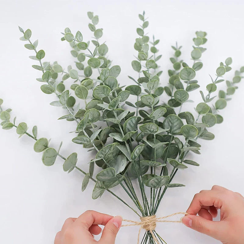 Artificial Eucalyptus Leaf Stems | Silver Dollar Picks 5/10/20pc Artificial Leaf Picks Babs A 5Pcs
