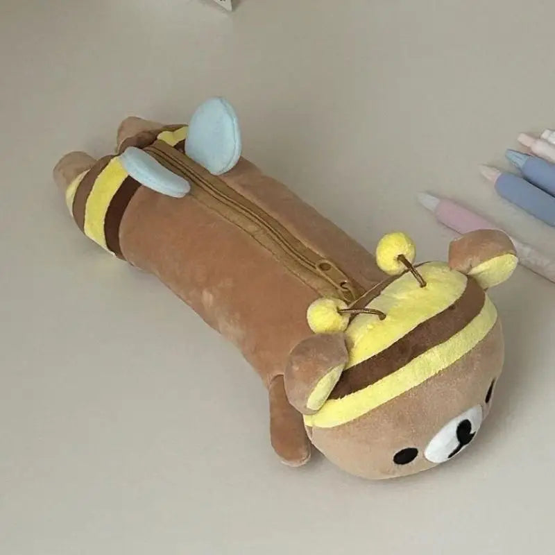 Bee Bear Plush Pencil Pouch – Cute Doll Stationery Pen Bag Plush Pencil Case Babs