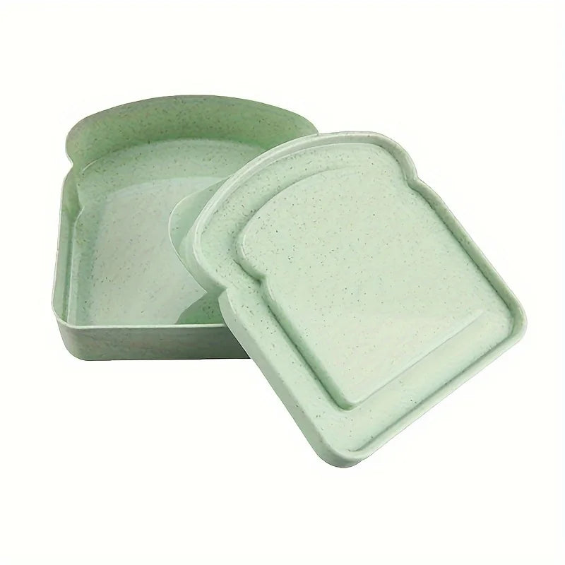 Toast-Shape Sandwich Bento Box with Lid – Reusable Lunch Sandwich Storage Box Babs Green