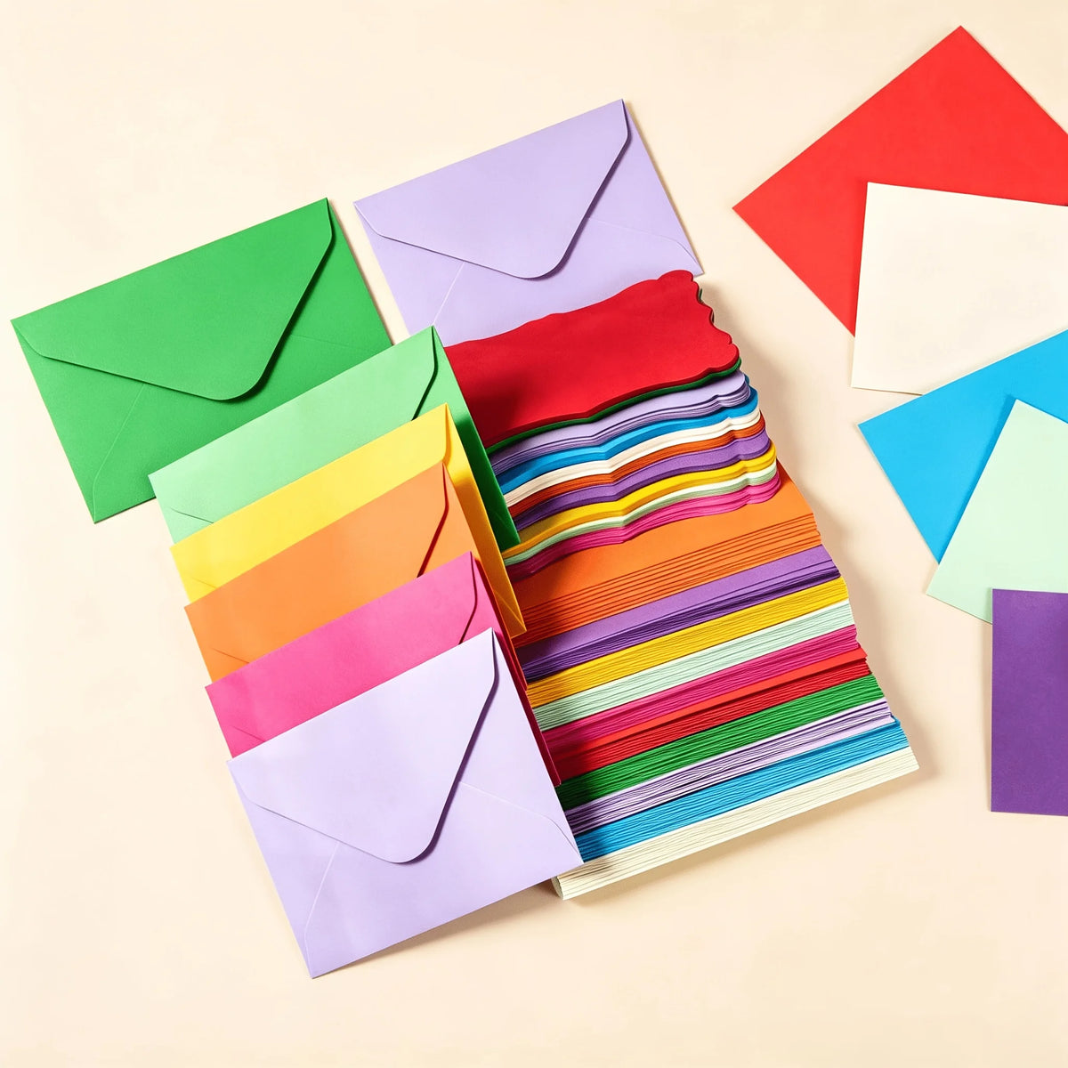 84-Pc Multicolor Wavy Edge Note Cards & Envelopes – DIY Kit Greeting Card Kit Babs