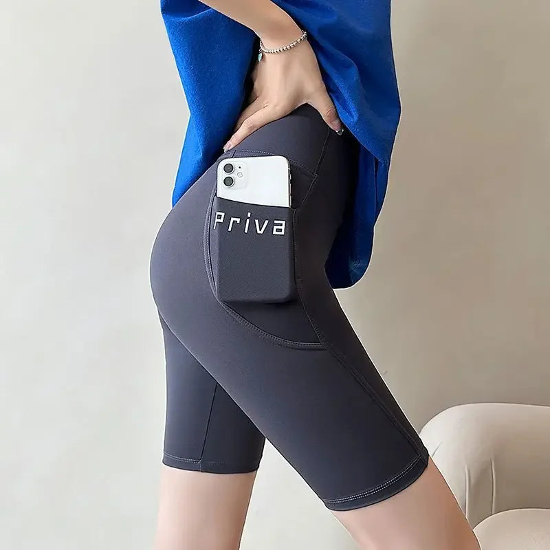 Women's 5" Biker Shorts with Pockets – Tummy Control & Butt Lift Biker Shorts Babs Grey-1PC M