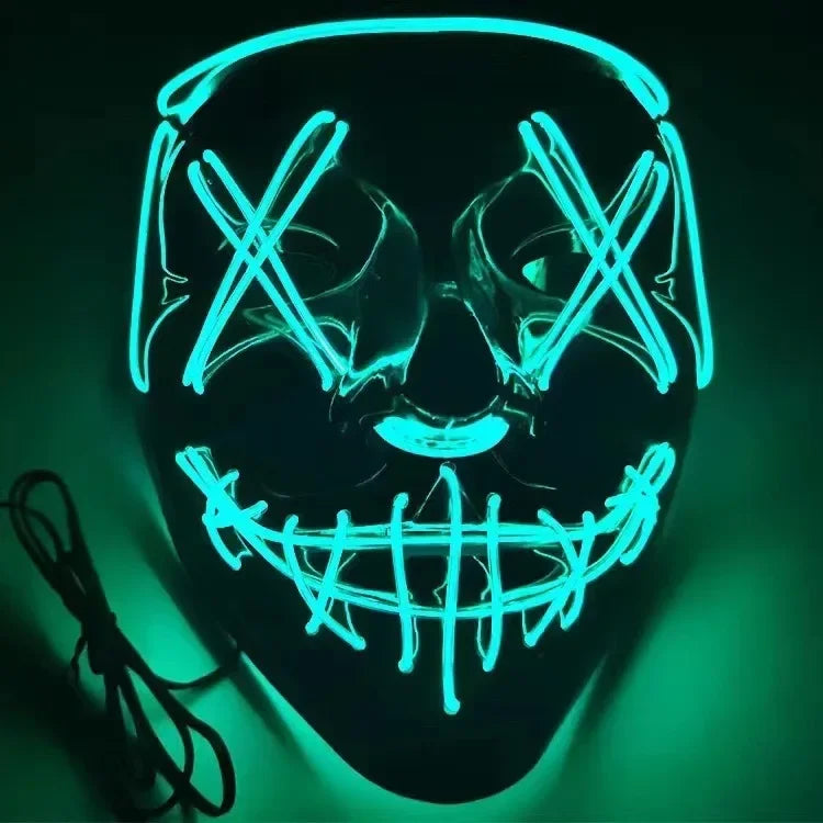 LED Neon Glowing Cosplay Mask – Halloween Party Costume LED Costume Mask Babs