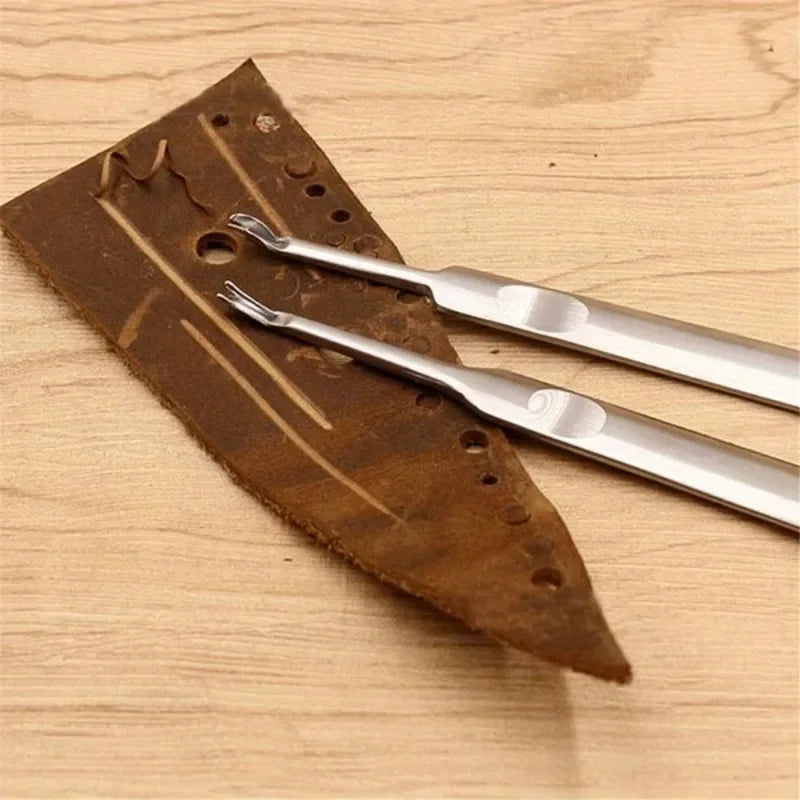 2-Piece Leather Groover & Skiving Tool Set – U & V Shape Leathercraft Tool Set Babs