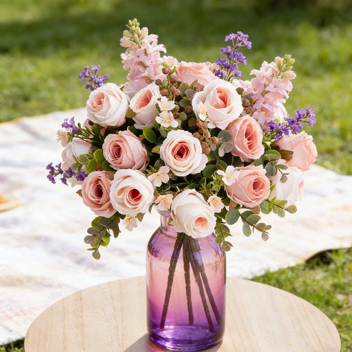 Silk Rose Artificial Flower Bouquet – Wedding & Home Décor Artificial Flower Bouquet Babs