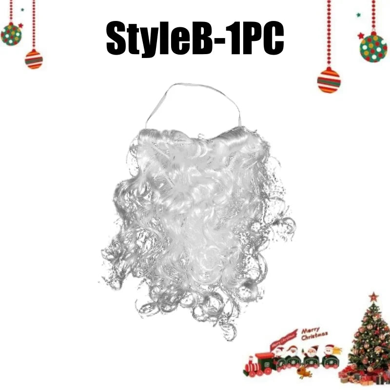 Realistic White Santa Fake Beard – Christmas Costume Prop Costume Accessory Babs B-1PCS