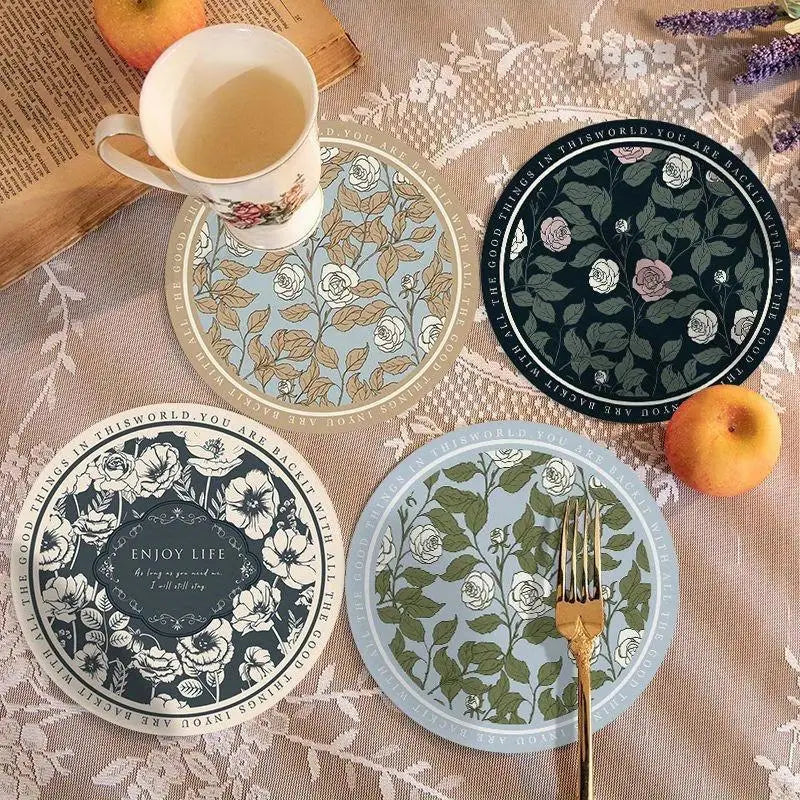 2PC Round Luxury Dining Table Mats – Waterproof & Insulated Dining Table Mat Babs